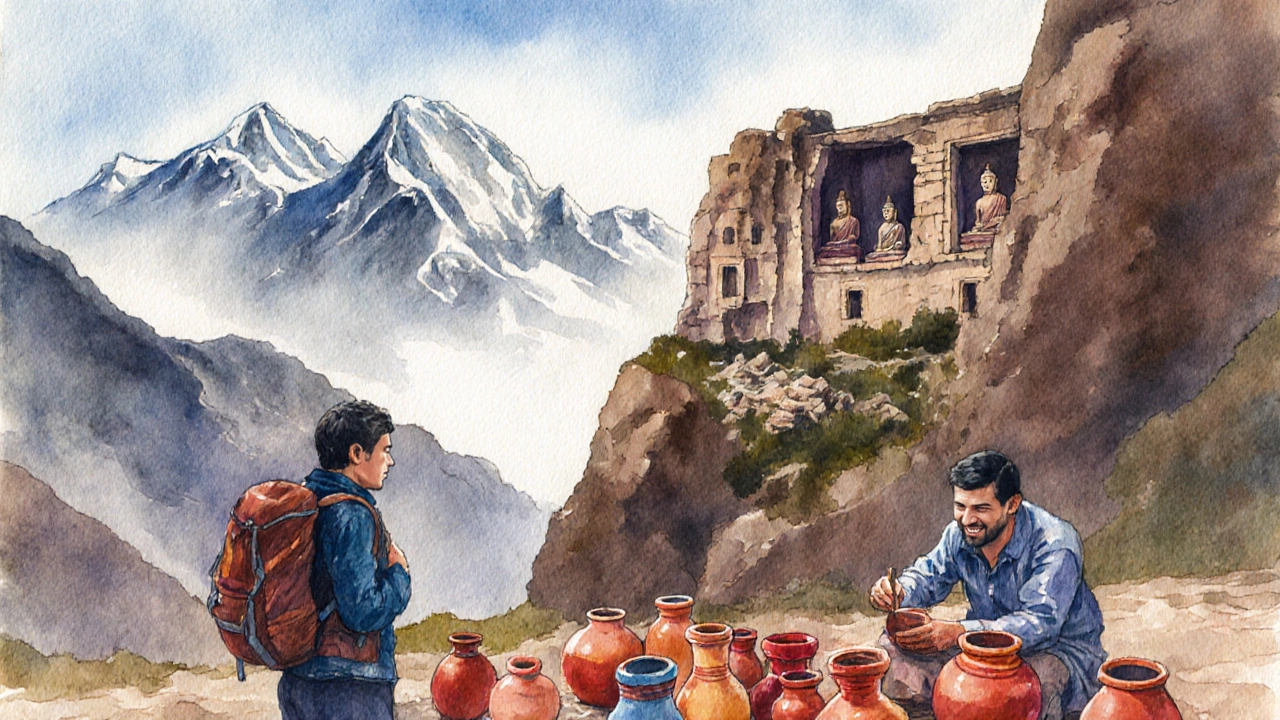 Горы Гиндукуш, руины Бамиана и керамическая мастерская в Афганистане.