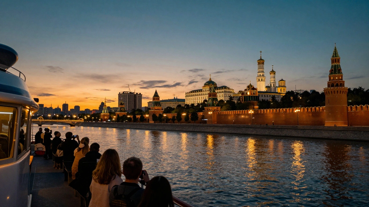 Вечерний круиз с подсветкой Кремля и городскими огнями на реке.