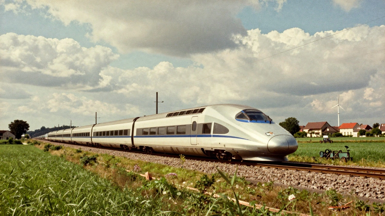 Винтажное фото поезда ТЖВ в французской сельской местности