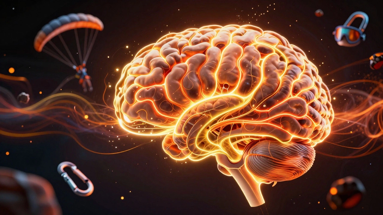 Абстрактное изображение нейронных связей мозга с символами экстрима